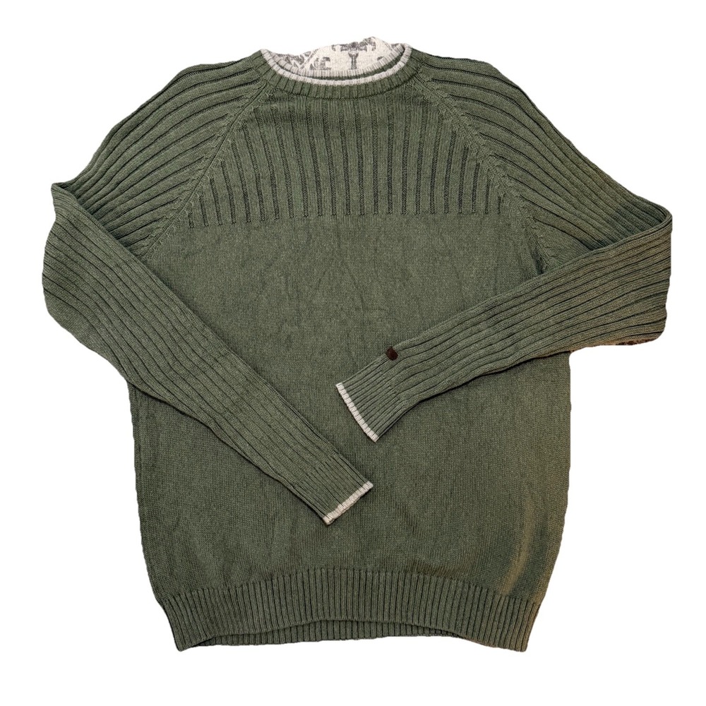 Vintage Y2K 90s Columbia Men's Sweater Size XL Chunky Green Cable Knit Fisherman